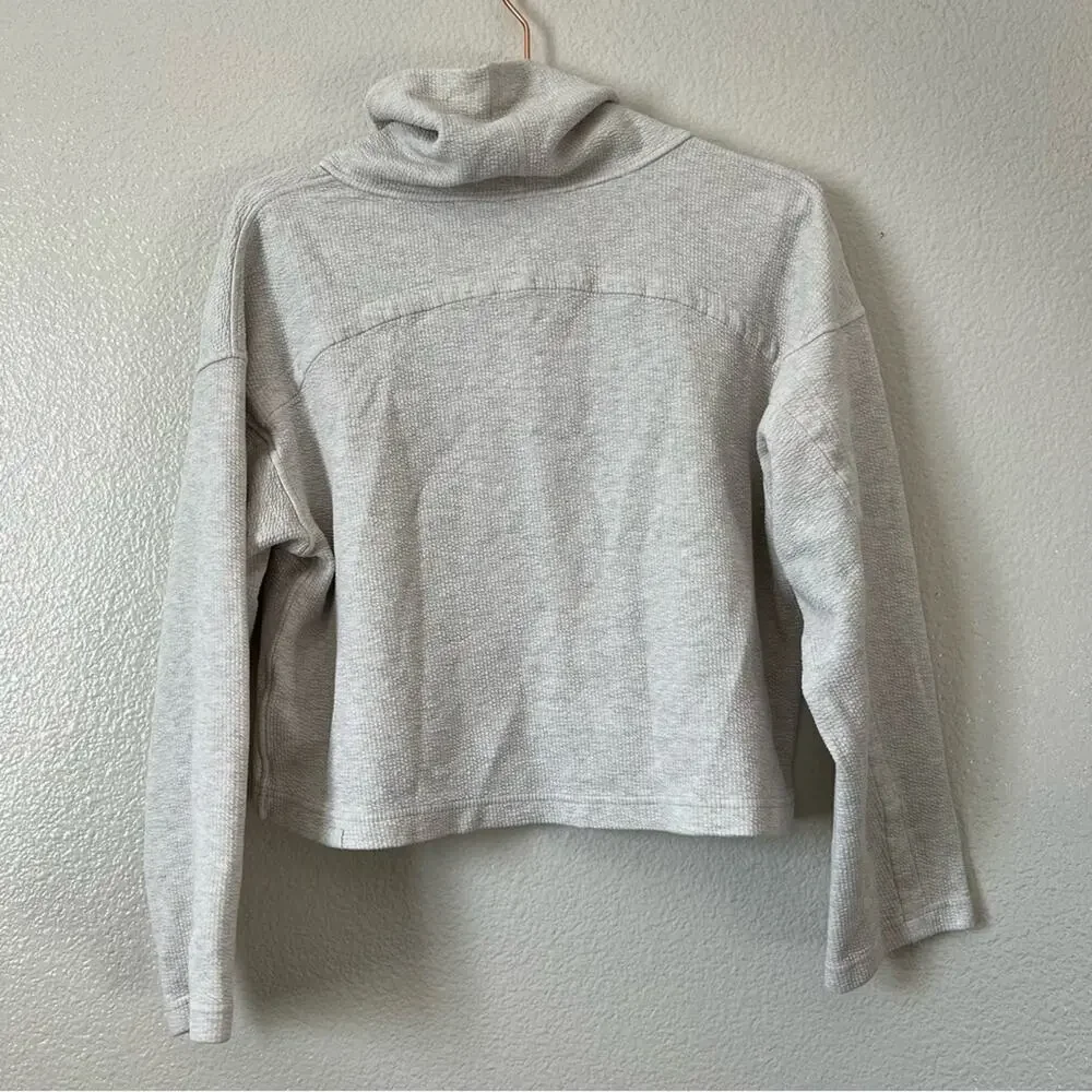 Lululemon Ribbed Funnel Neck Pullover Heathered White Opal Cropped